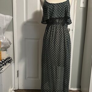 Ya Los Angeles Black and Blue Geometric Maxi Dress